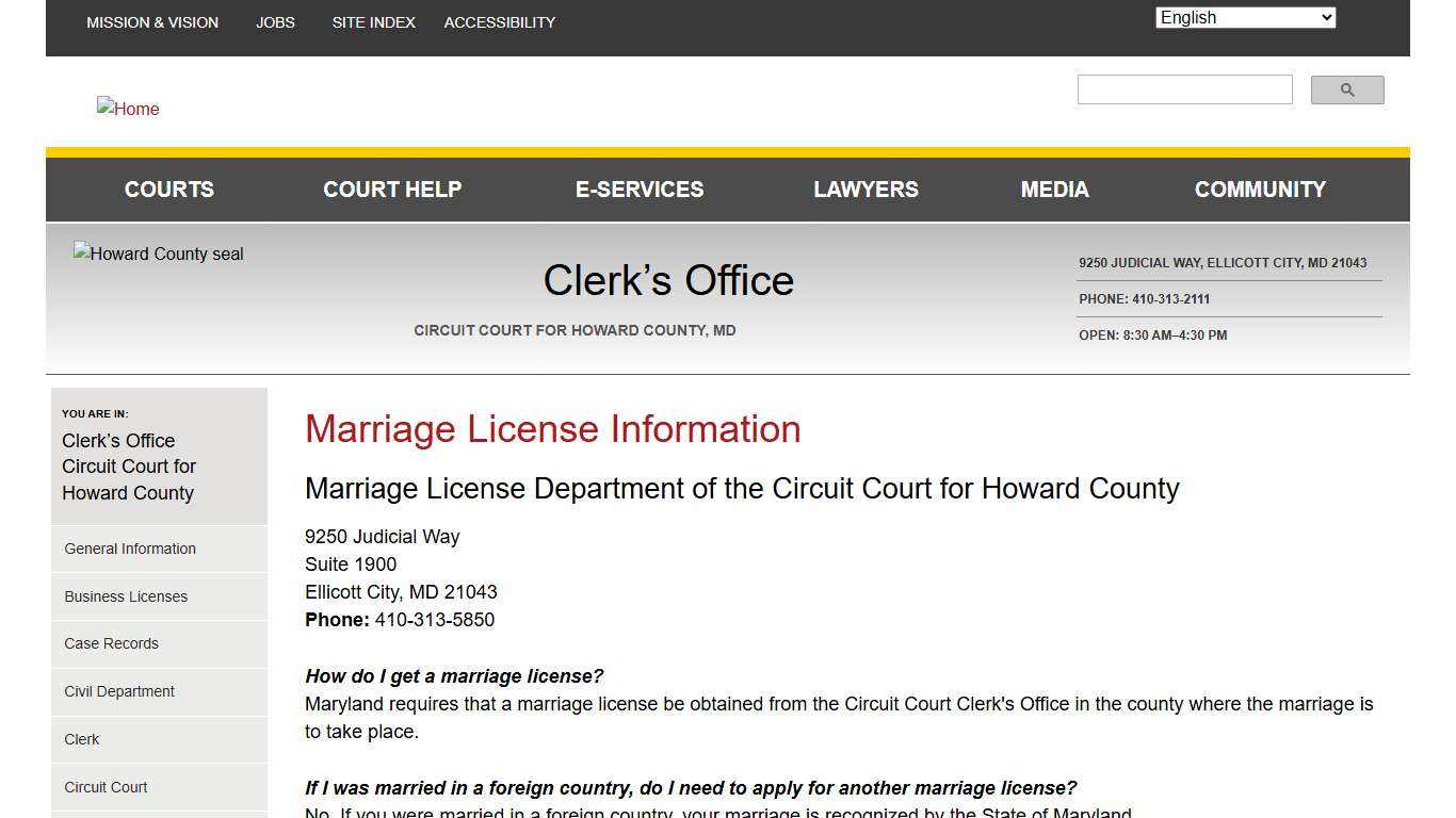 Marriage License Information Maryland Courts
